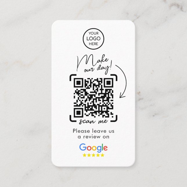 Carte De Visite Google Avis | Revue de l'entreprise | QR Code Busi (Devant)