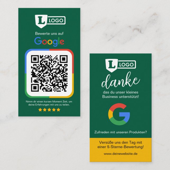 Carte De Visite Google Bewertungskarte mit QR code  (Devant / Derrière)