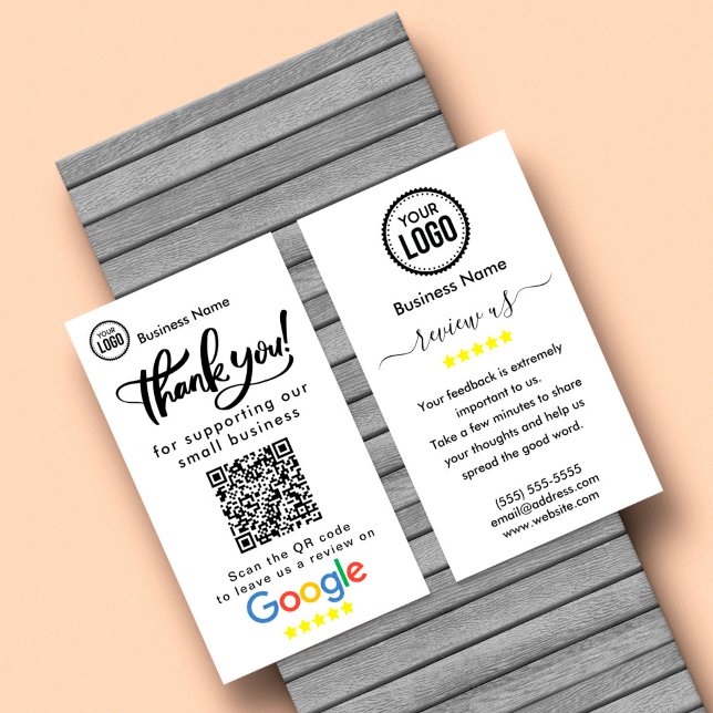 Carte De Visite Google Critiques Avec Merci Et Code QR (Créateur téléchargé)