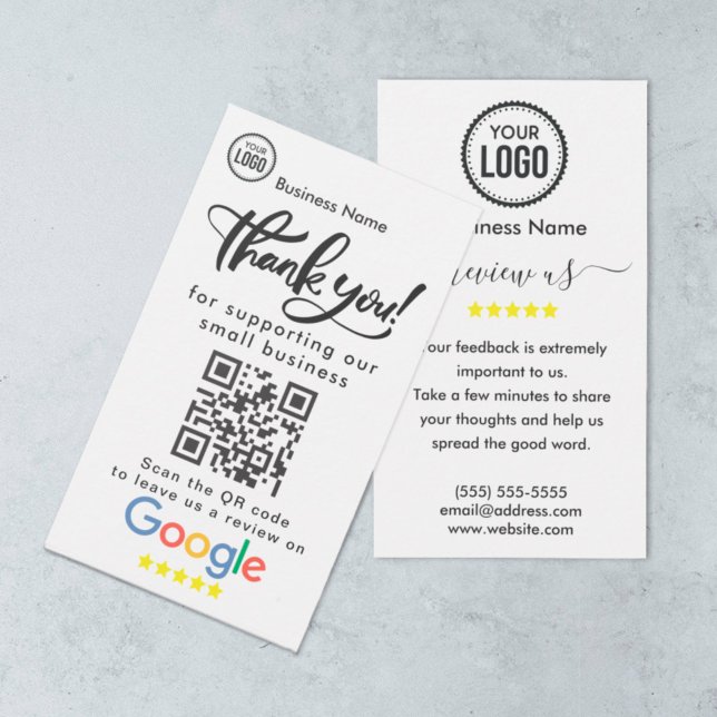 Carte De Visite Google Critiques Avec Merci Et Code QR (Créateur téléchargé)