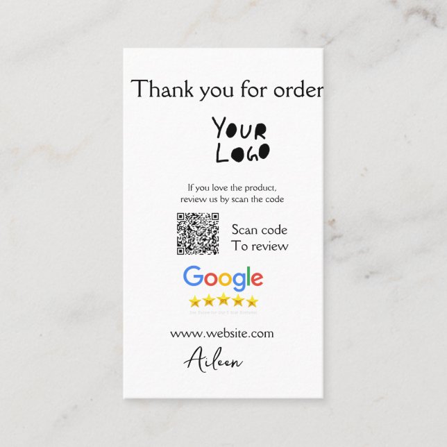 Carte De Visite Google examen logo entreprise site Web scanner cod (Devant)