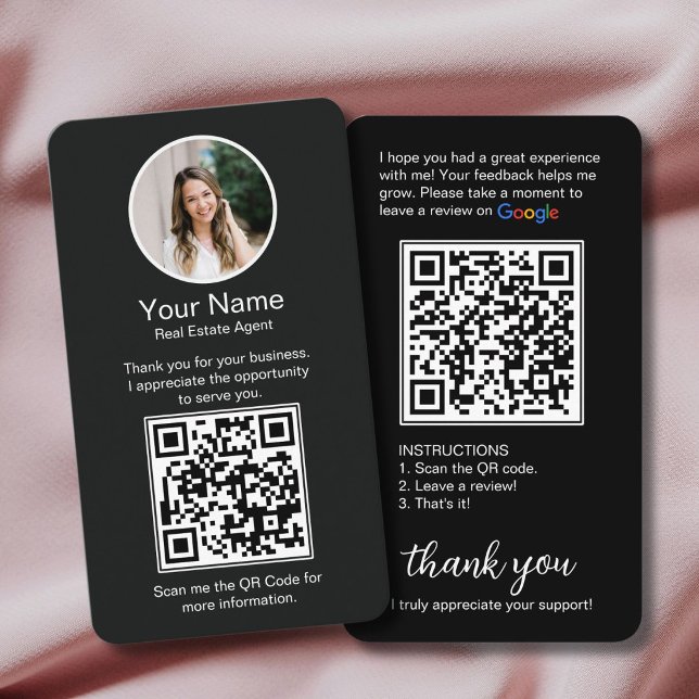 Carte de visite Google Review avec photo et code Q (Google Review Business Card with Photo and QR Code)