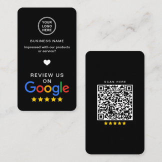 Carte De Visite Google Review Avec QR Code Slek Noir