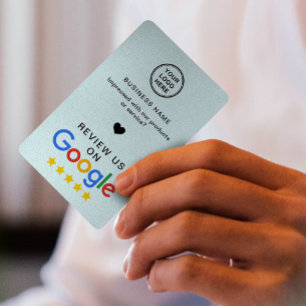 Carte De Visite Google Review Avec QR Code Soft Blue