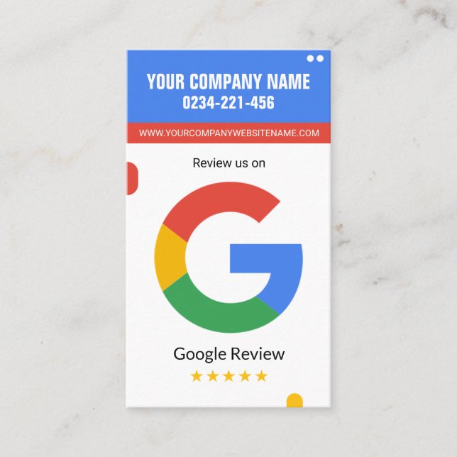 Carte De Visite Google Review Card Pour toute entreprise (Devant)