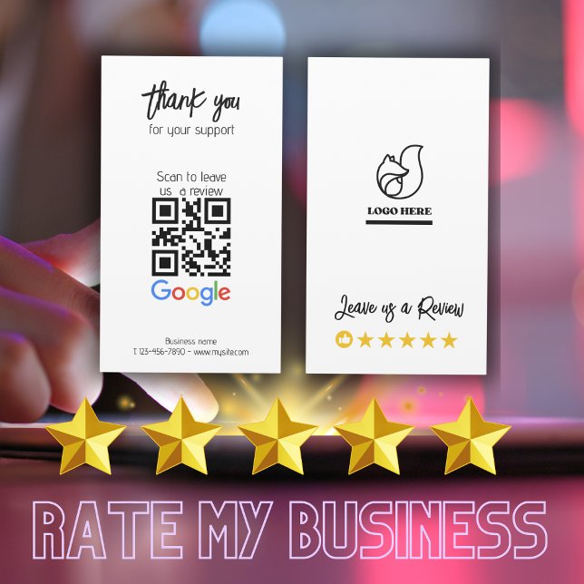 Carte De Visite Google Review My Business Qr Code Lien Merci (Google Review My Business Qr Code Link Thank You Business Card)