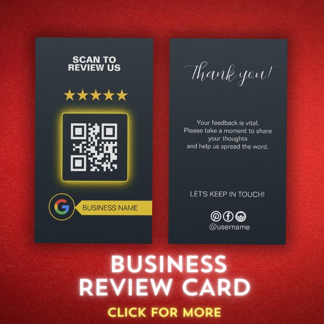 Carte De Visite Google Review My Business Script Merci Qr Code (Google Review My Business Script Thank you Qr Code Business Card)