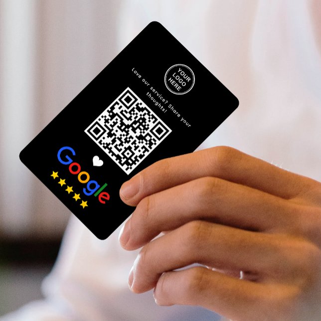 Carte De Visite Google Review QR Code Merci Sleek Noir (Créateur téléchargé)