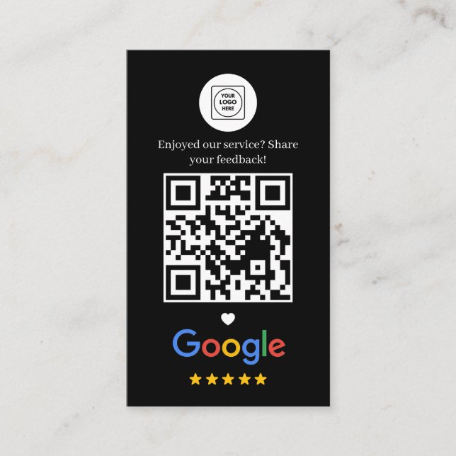 Carte De Visite Google Review QR Merci Noir (Devant)