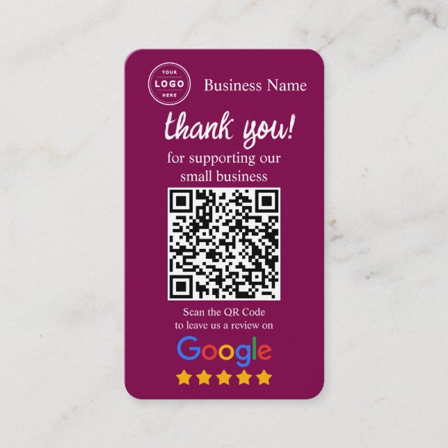 Carte De Visite Google Review Request Card with QR code (Devant)