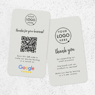 Carte De Visite Google Reviews   Business Review Us QR Code gris