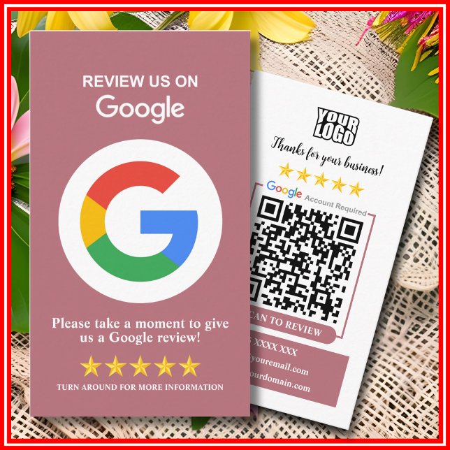 Carte De Visite Google Reviews | Laissez un avis Code QR Rose Gold (Créateur téléchargé)