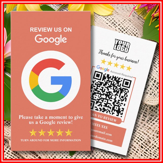 Carte De Visite Google Reviews | Laissez un avis Code QR Terracott (Créateur téléchargé)