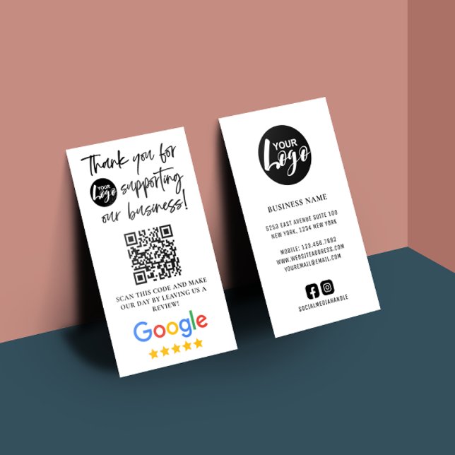 Carte De Visite Google Reviews Merci Logo Code QR (Créateur téléchargé)
