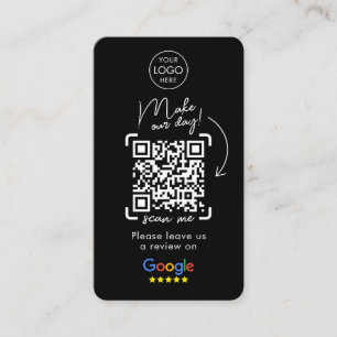 Carte De Visite Google Reviews QR Code Black Business Review Us