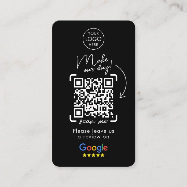 Carte De Visite Google Reviews QR Code Black Business Review Us (Devant)