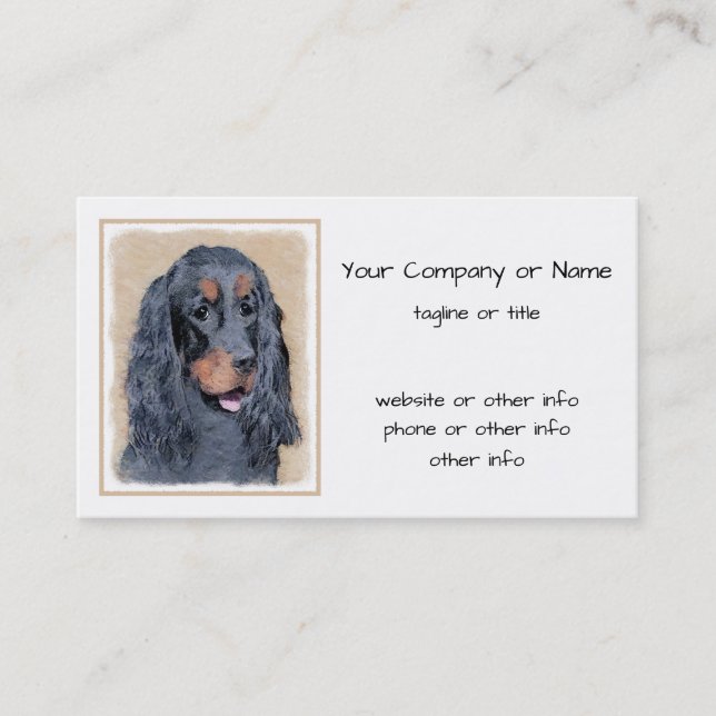 Carte De Visite Gordon Setter Peinture - Joli art original chien (Devant)