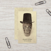 Goth Crâne avec chapeau Sepia Vintage Tattoo Shop