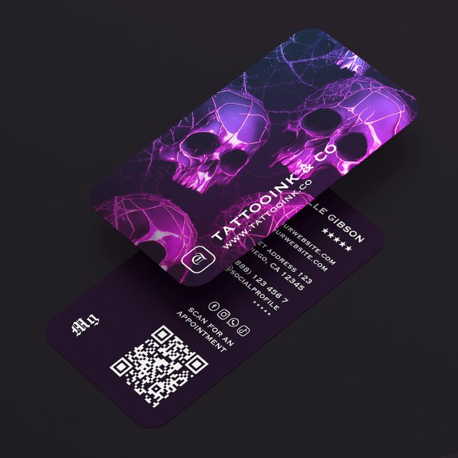 Carte De Visite Goth Skull Tattoo Artist Logo Tattooist Modern (Goth Skull Tattoo Artist Logo Tattooist Modern Business Card
)