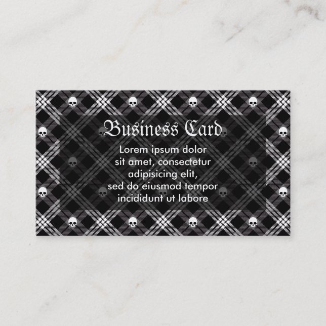 Carte De Visite Gothique Crâne Tartan Plaid (Devant)