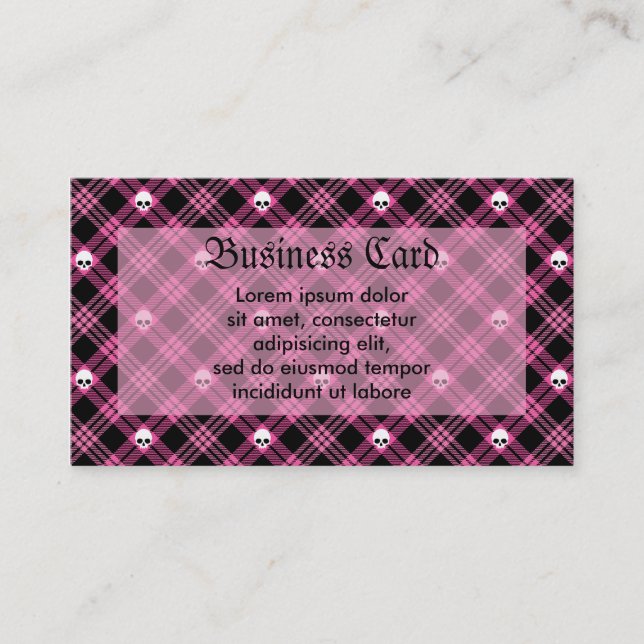 Carte De Visite Gothique Crâne Tartan Plaid (Devant)