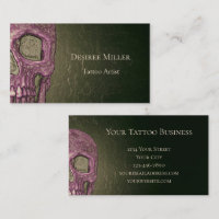 Gothique Crâne visage brillant rose vert Tatouage 