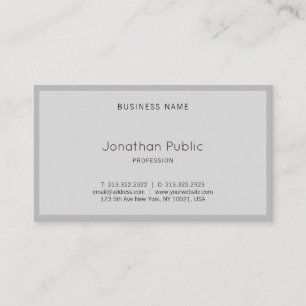 Carte De Visite Graceful Moderne Élégant Gris Simple Cool Plain Ha