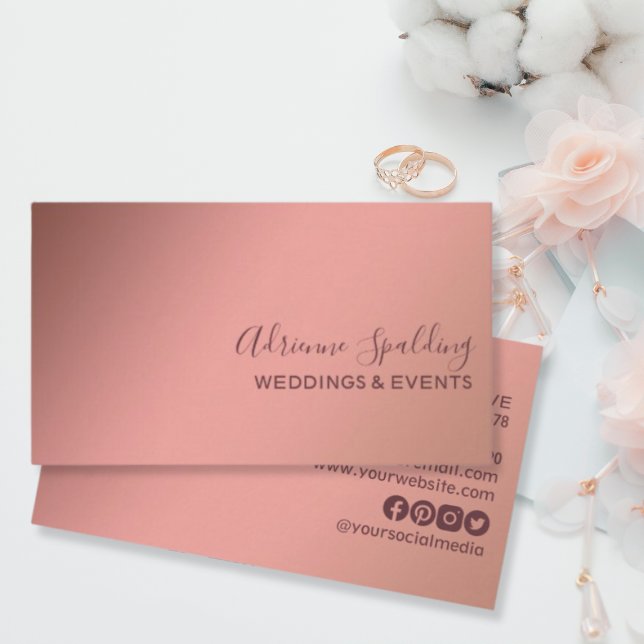 Carte De Visite Gradient doré minimal Rose moderne (Créateur téléchargé)