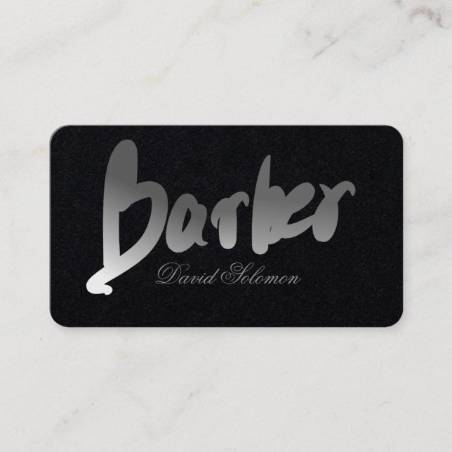 Carte De Visite Gradient Gris Barber Typographie Premium Noir (Devant)