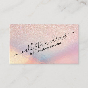 Carte De Visite Gradient holographique de Rose Gold Glitter Irides