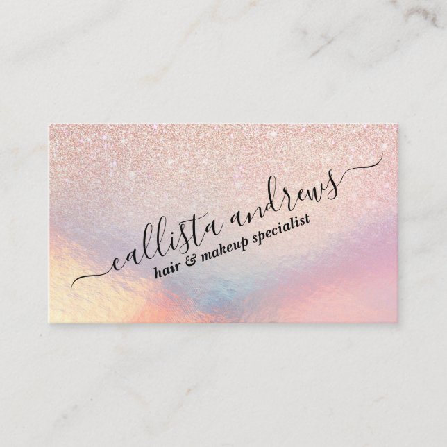 Carte De Visite Gradient holographique de Rose Gold Glitter Irides (Devant)