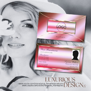 Carte De Visite Gradient vert rose chatoyant avec logo et photo