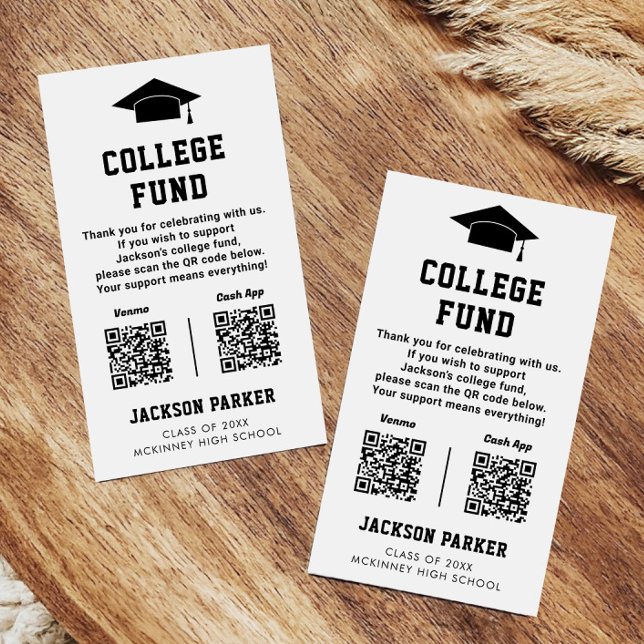 Carte De Visite GradParty College Fund 2 QR Code Card (Créateur téléchargé)