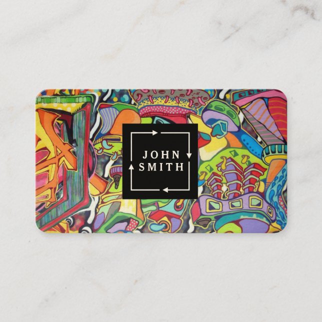 Carte De Visite Graffiti bleu moderne Cool Art Abstrait Business C (Devant)