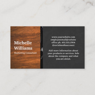 Carte De Visite Grain de bois   Marbre noir   Texture noire