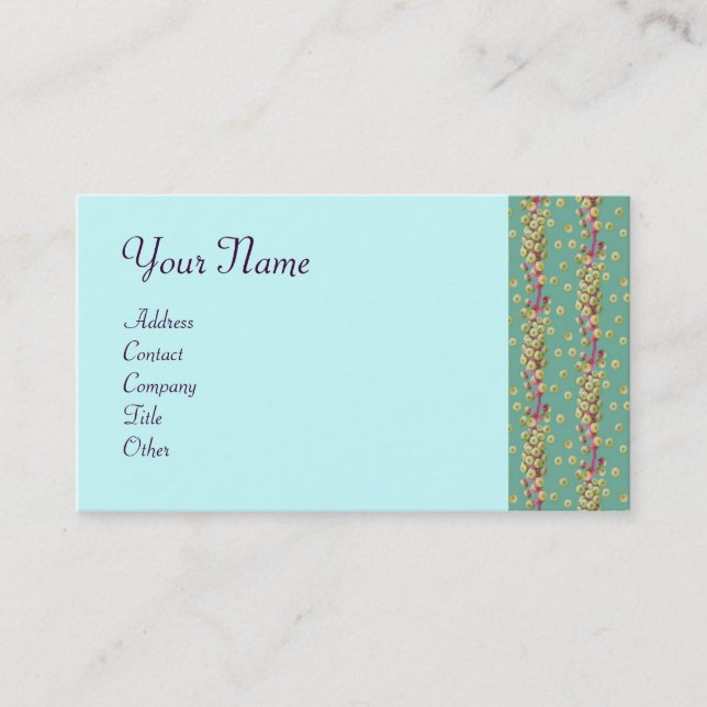 Carte De Visite GRAINES BLANCHES , bleu clair jaune vert rose viol (Devant)