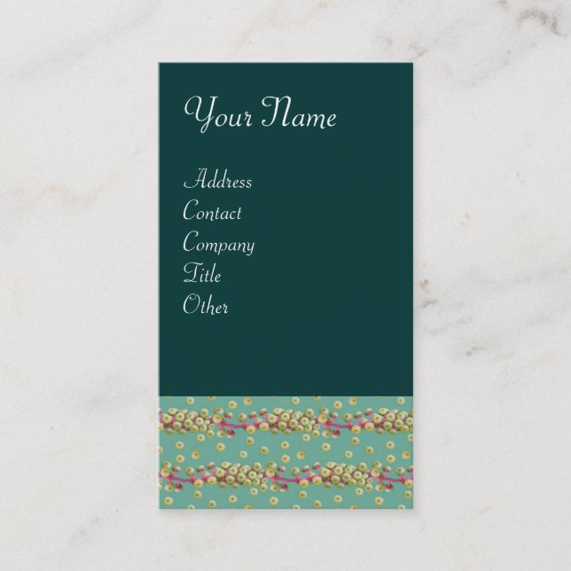 Carte De Visite GRAINES BLANCHES, vert clair vert rose (Devant)