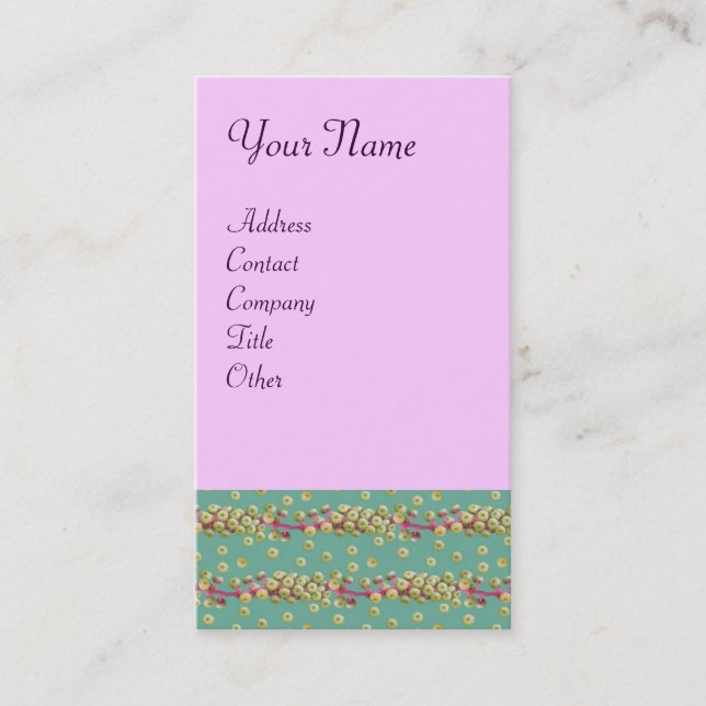 Carte De Visite GRAINES BLANCHES, vert clair vert rose (Devant)