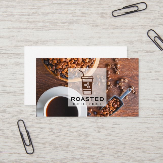 Carte De Visite Grains de café et tasse de café (Devant/Arrière en situation)