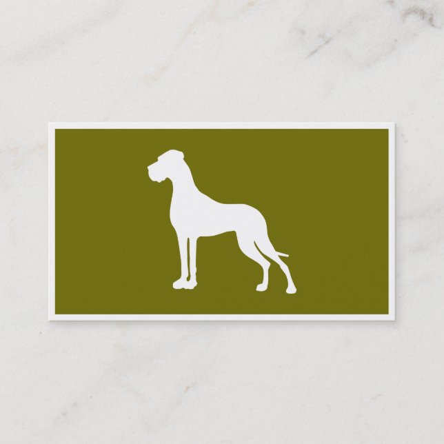 Carte De Visite Grand Danois silhouette blanche  (Devant)
