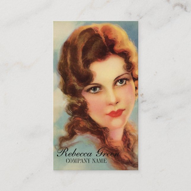 Carte De Visite grand gatsby fille salon de beauté maquillage coif (Devant)