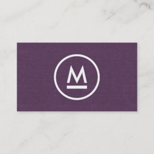 Carte De Visite Grand Monogramme moderne initial sur le lin pourpr