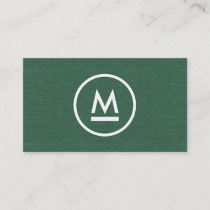 Carte De Visite Grand Monogramme moderne initial sur le lin vert