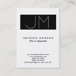 Carte De Visite Grand Monogramme noir blanc professionnel