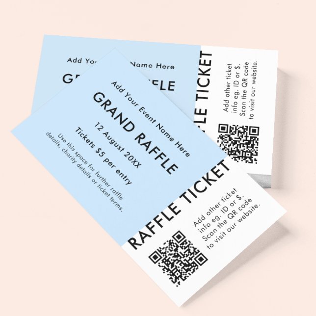 Carte De Visite Grand Prix Raffle Draw QR Code Bleu Billet d'événe (Créateur téléchargé)