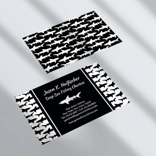 Carte De Visite Grand requin blanc Capitaine Bateau de pêche (Fully customizable design)