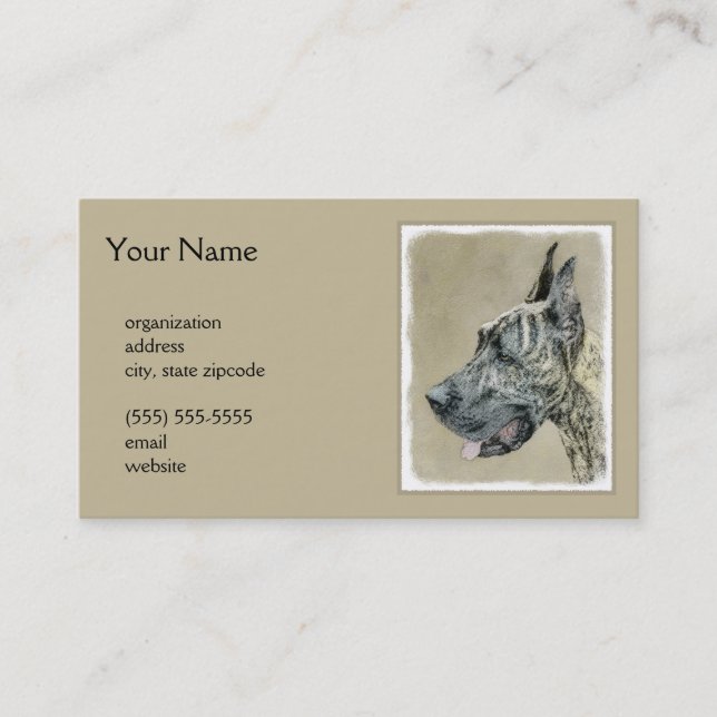 Carte De Visite Grande Danse (Brindle) Peinture - Art Chien origin (Devant)