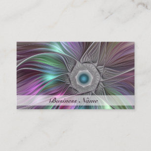 Carte De Visite Grande Fleur colorée Abstraite Trippy Fractal Art