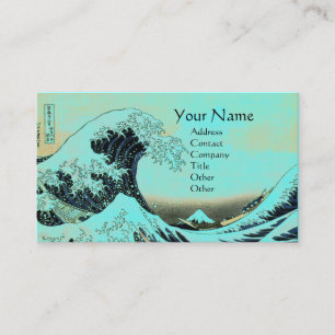 Carte De Visite GRANDE VAGUE MONOGRAMME Aqua Bleu, Turquoise