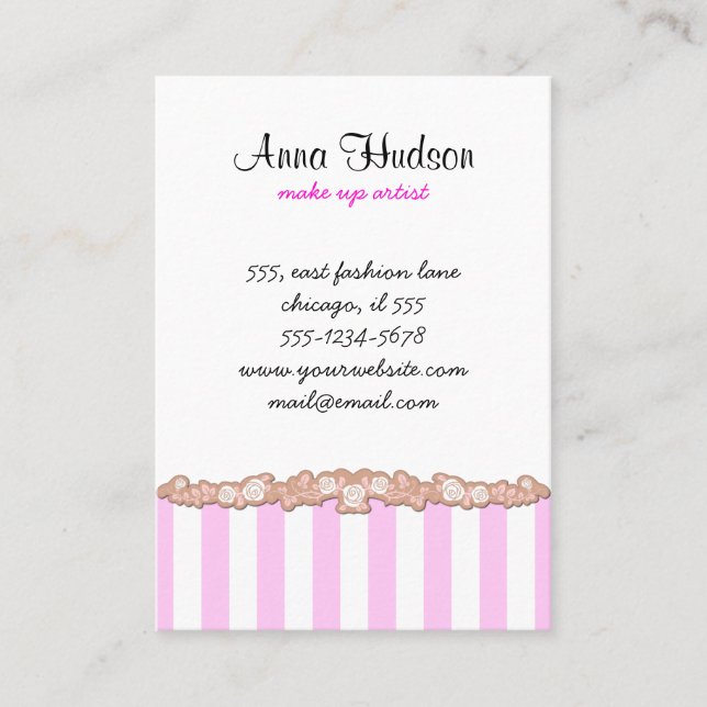 Carte De Visite Grandes Pink, Grandes Blances, Motif Gratté (Devant)